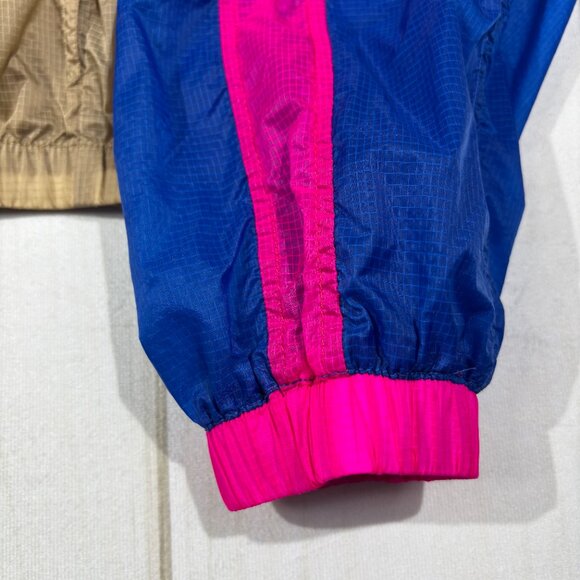 Fabletics Large Women Cropped Windbreaker Lightweight Jacket Neon 80s Colorblock - Picture 5 of 13